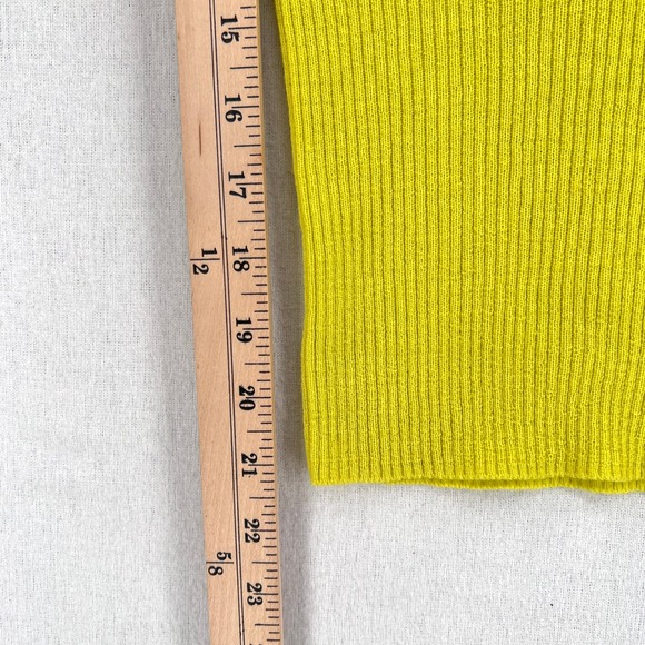 GANNI Tender Shoots Merino Lace Top Women XS Scoop Yellow Green Knit Sweater Top - Picture 8 of 16